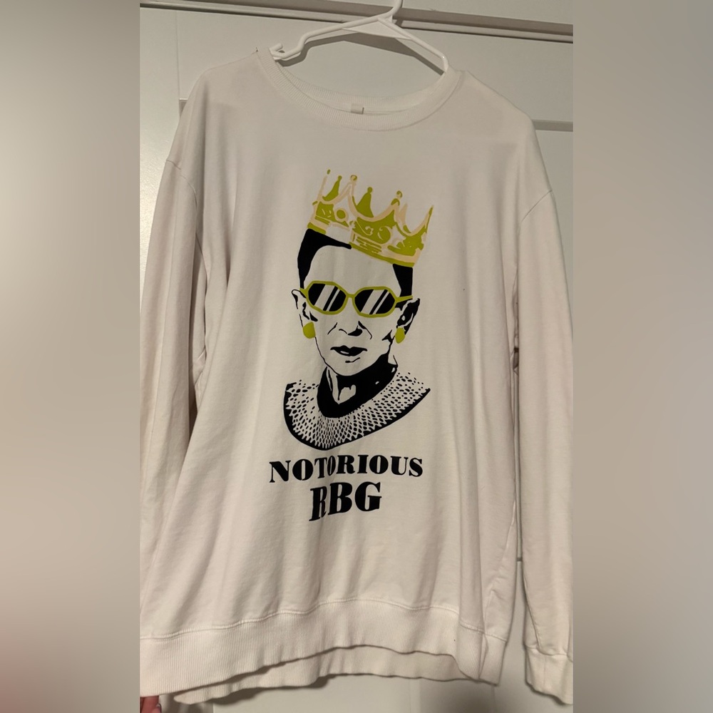 Notorious RBG Graphic Long-Sleeve Shirt - White with Yellow Accent